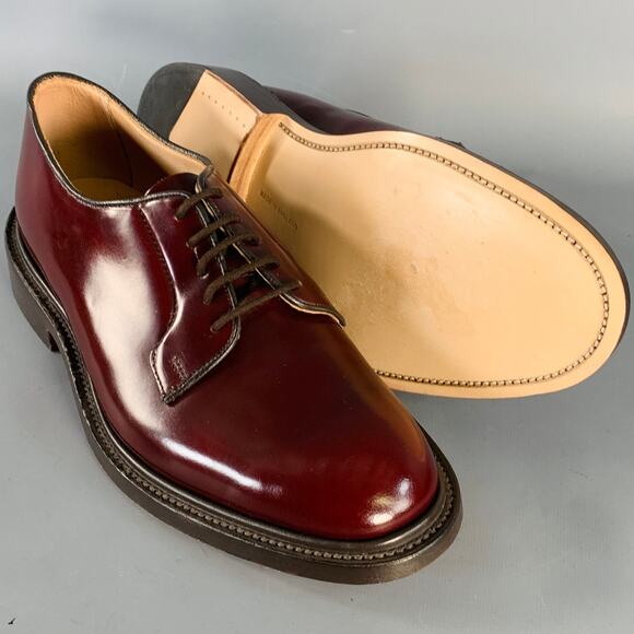 TRICKER'S Size 8 Robert Burgundy Bookbinder Leather Derby Lace-Up Shoes - Picture 5 of 9